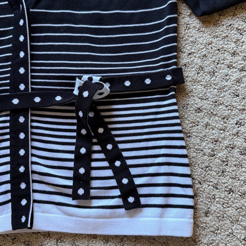Talbots Black and White Polka Dot Cardigan Size Petite Small - Picture 3 of 9